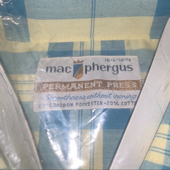 Vintage Max Phergus Collared Shirt Yellow/Blue Plaid - Picture 3 of 3